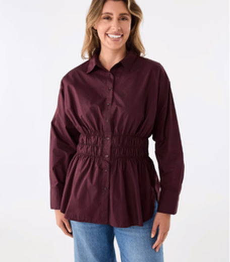 Long Sleeve Shirred Waist Shirt at Kmart