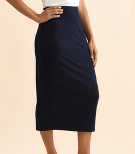 Navy Bamboo Maxi Tube Skirt at Blue Bungalow