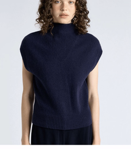 Ink Wool Turtle Neck Cap Sleeve Knit at Cue