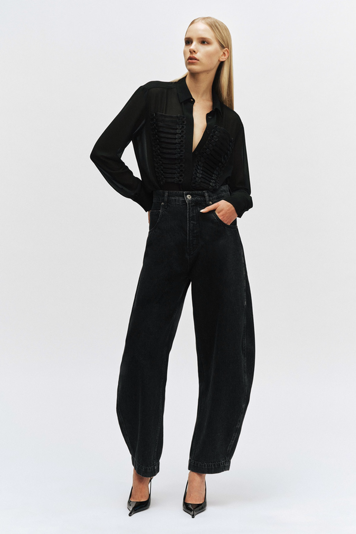 030 High Rise Barrel Leg Jean at BARDOT